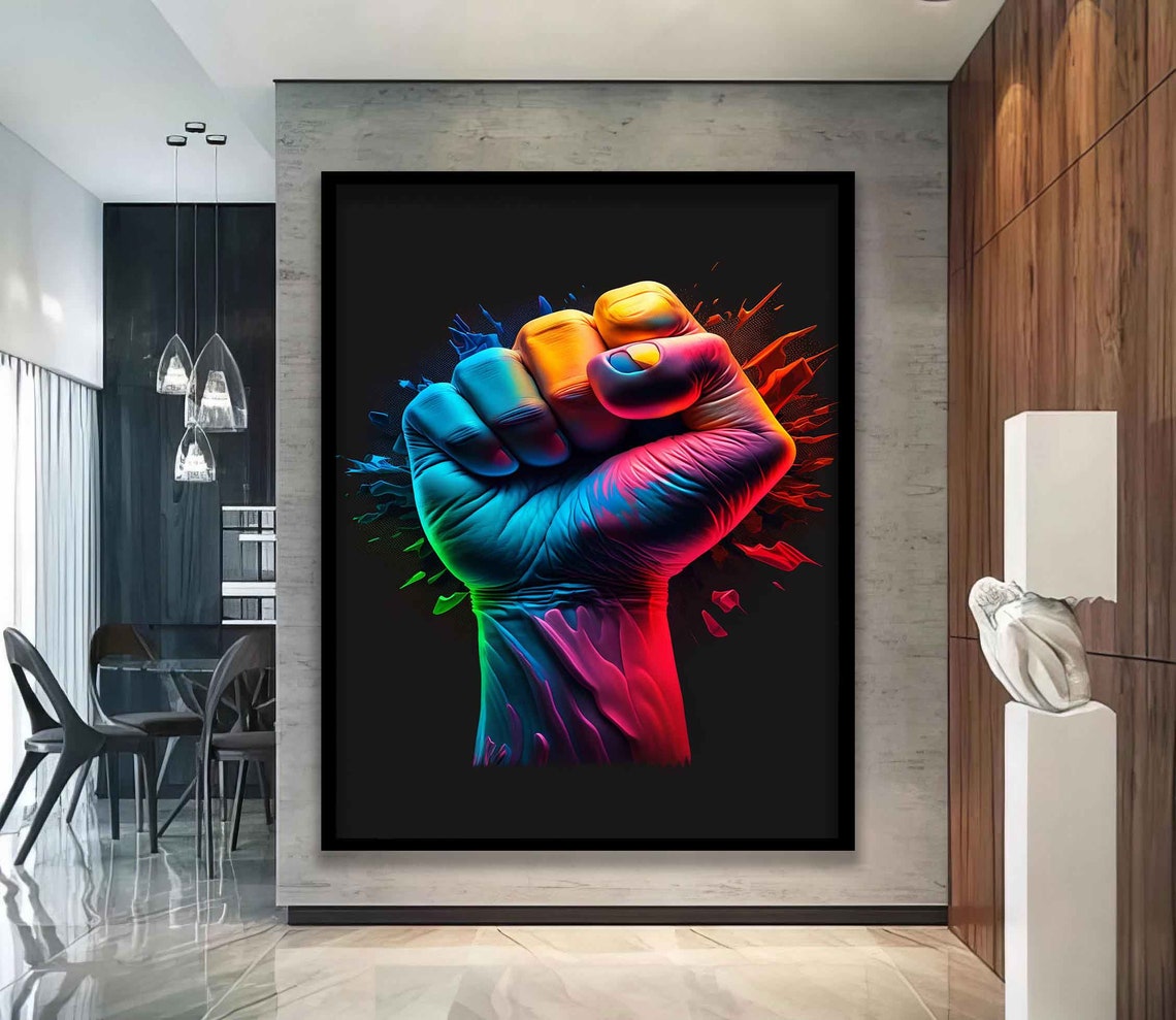 Fist Wall Art Colorful Fist Painting Fist Print Fist Wall Art Fist Fist Modern