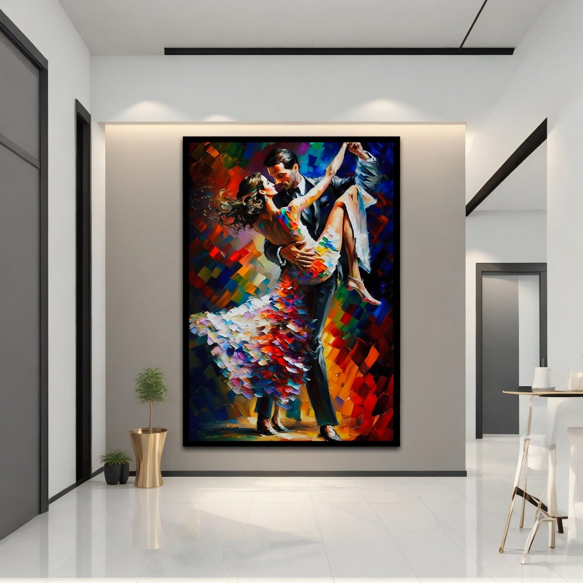 Passionate Tango Dancers Lift Colorful Mosaic Dance Art Print - Image 5