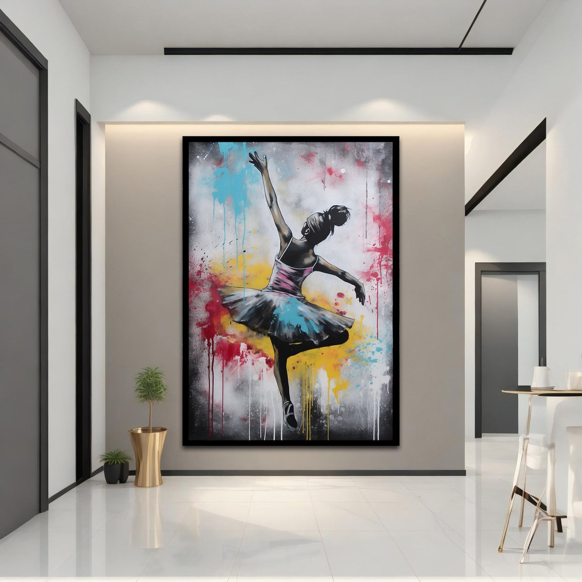 Graffiti Ballerina Silhouette Spray Paint Urban Dance Art Print - Image 3