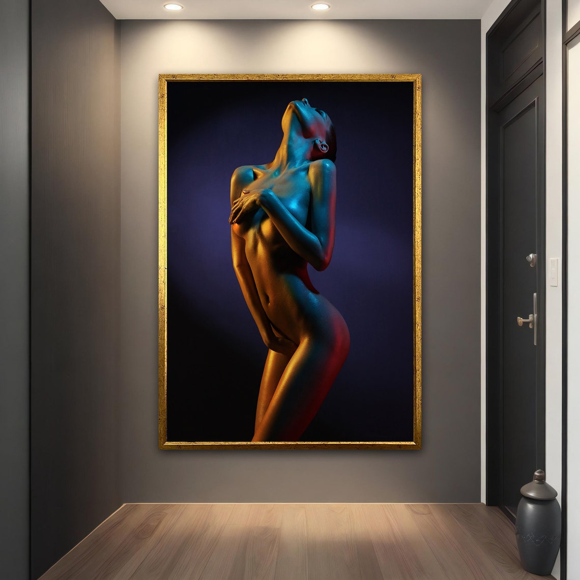 Neon Lit Female Figure Bodypaint Art Photography Print Poster - Image 2