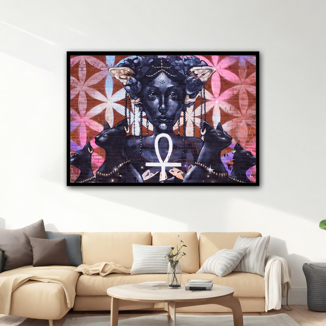 Graffiti Woman Black Cats Ankh Egyptian Street Art Pop Culture Poster - Image 5