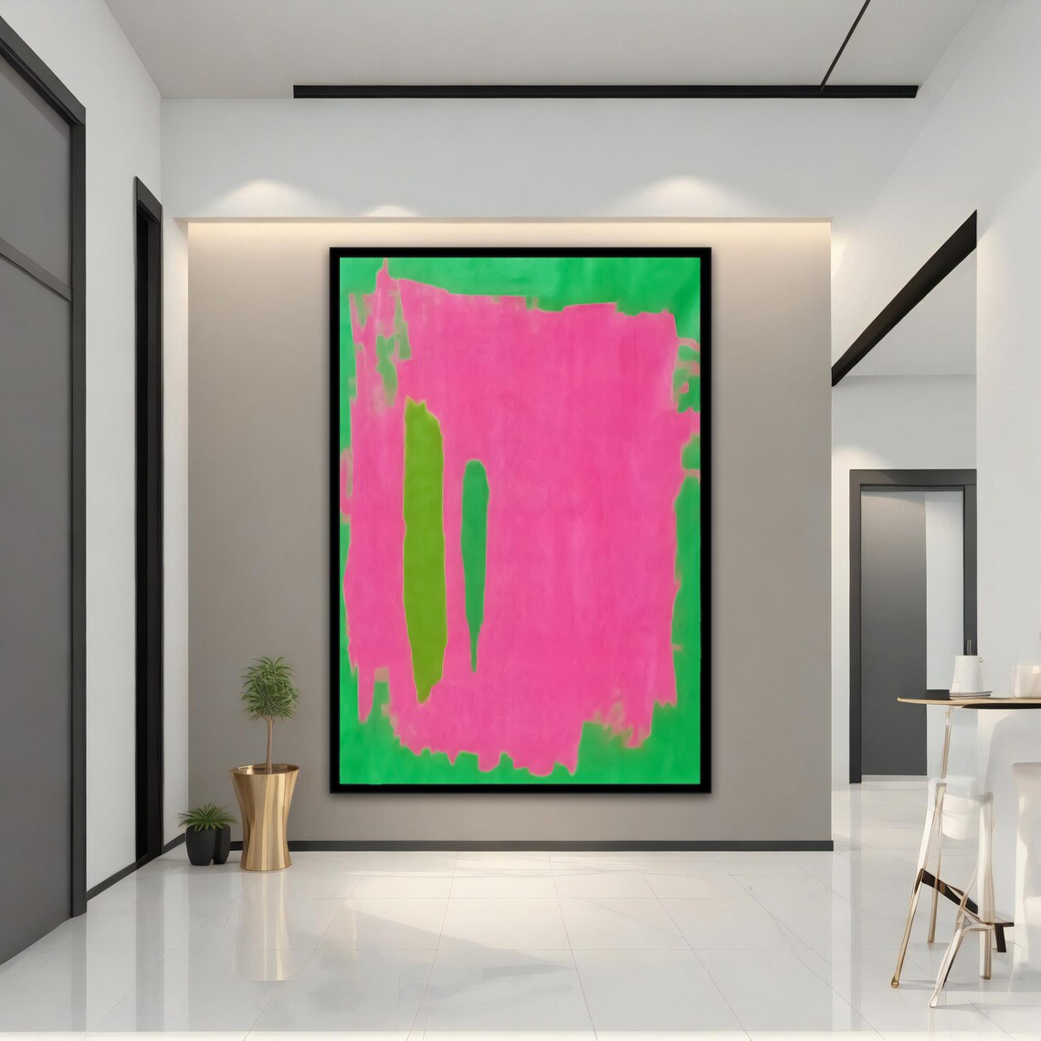 Rothko Style Pink Green Color Field Abstract Modern Canvas Art Poster
