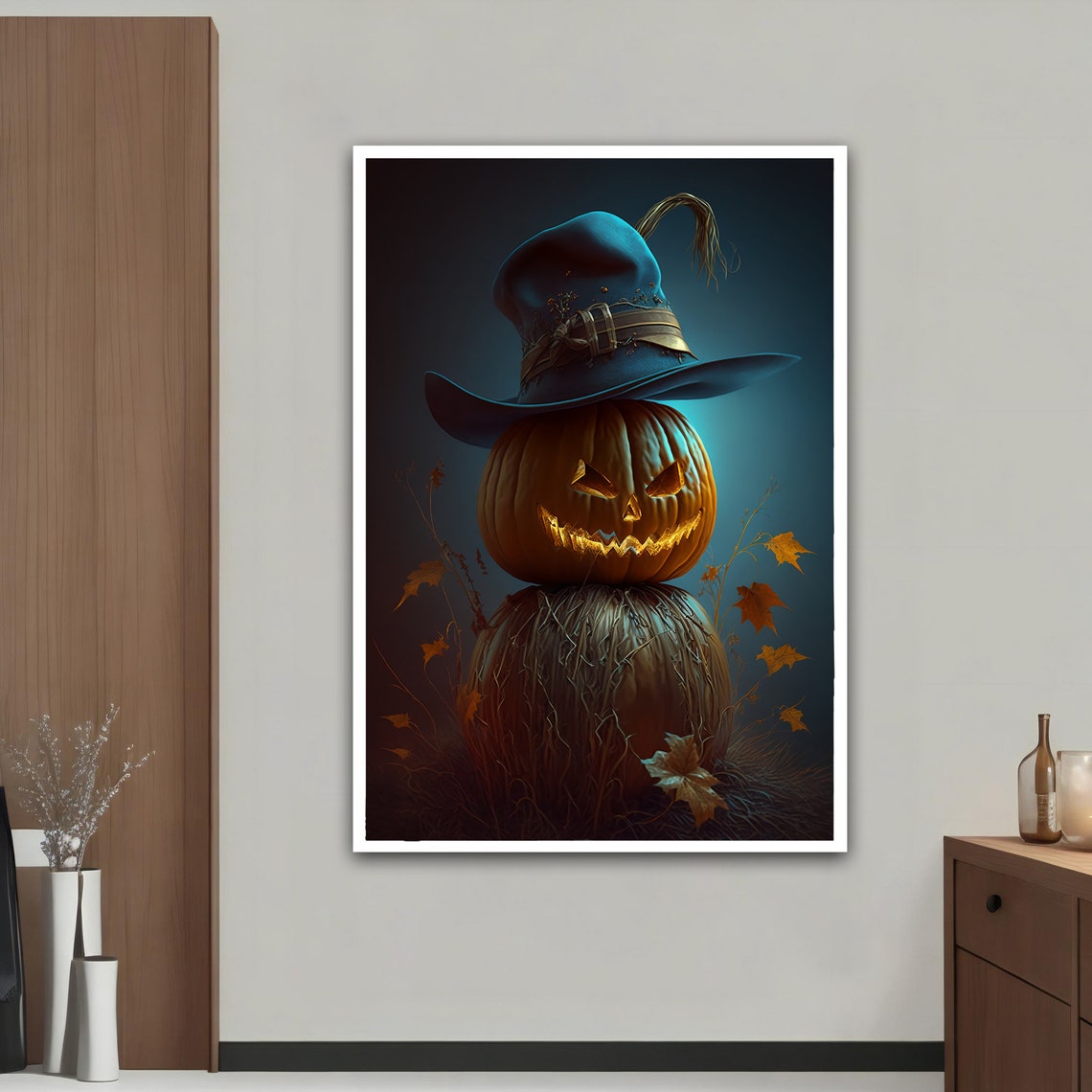 Halloween Jack O Lantern Pumpkin Witch Hat Autumn Night Art Poster - Image 4