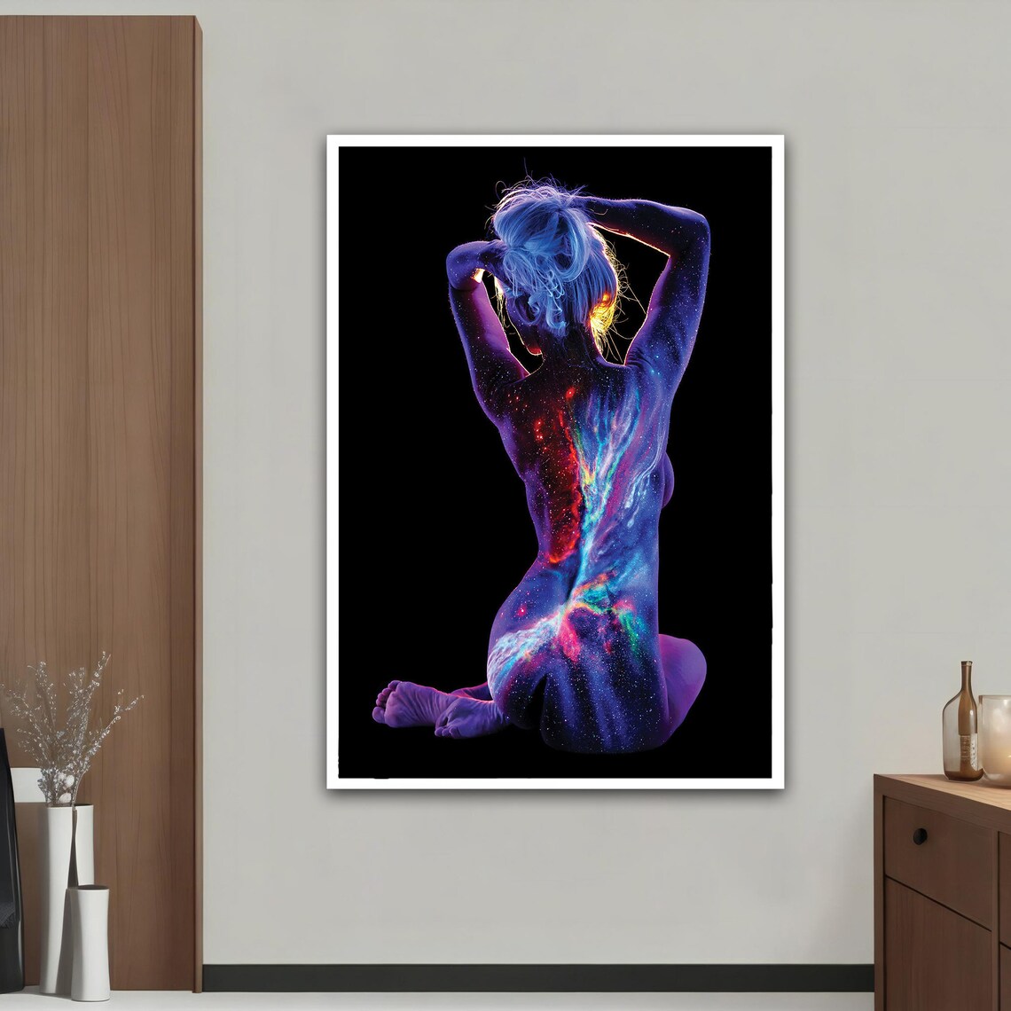 Galaxy Body Paint Woman Abstract Cosmic Figure Art Print Poster - Image 3