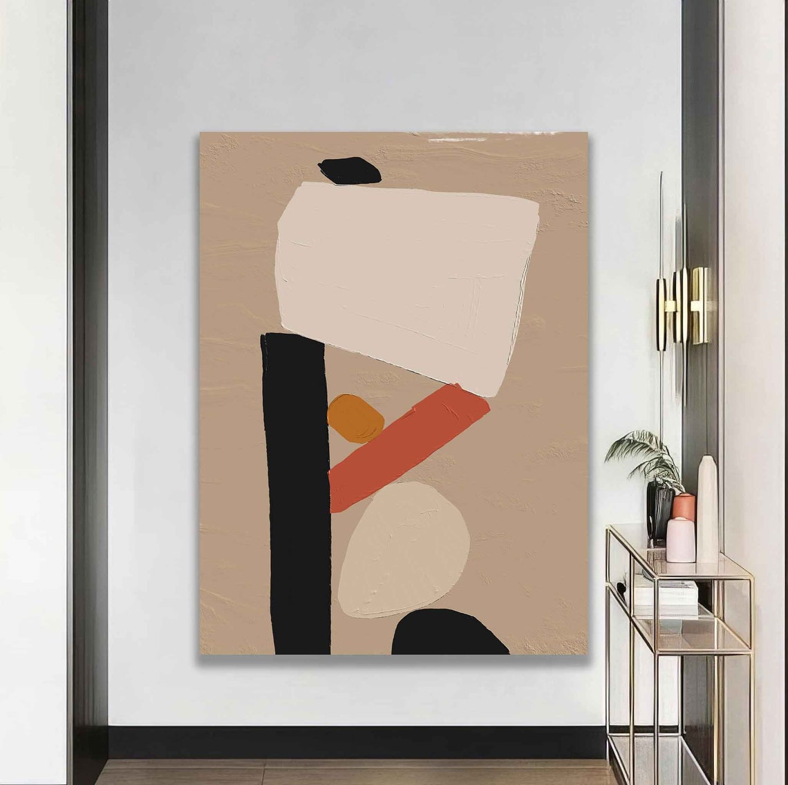 Geometric Abstract Shapes In Beige Black And Terracotta Art Poster - Image 5