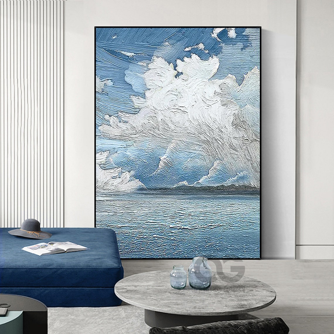 Original Sea Abstract Oil Painting White Wave Texture Painting Large Sky And Sea Painting Abstract Ocean Painting For Living Room Art - Image 3