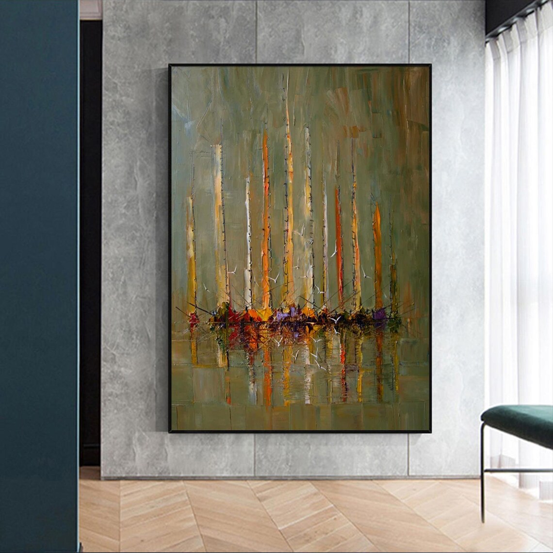 Abstract Sailboat Painting, Modern Nautical Wall Art Print - Image 4