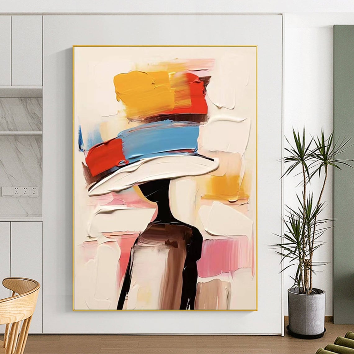 Abstract Colorful Faceless Lady Portrait Art Print