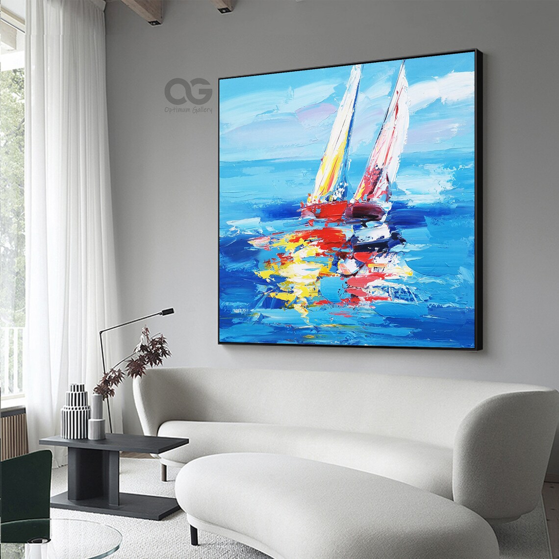 Abstract Sailboat Painting, Impressionist Ocean Art Print - Image 2