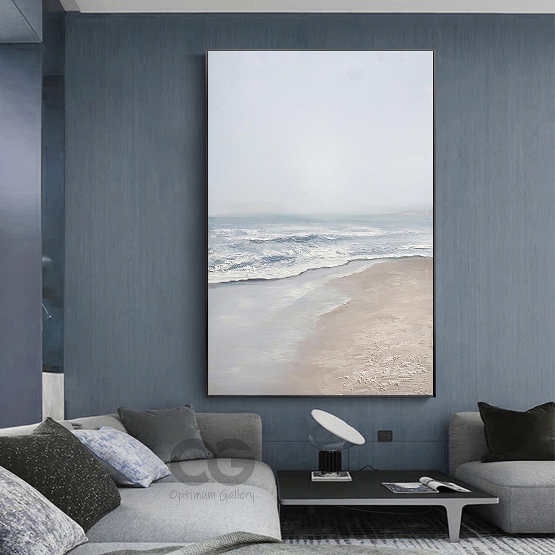 White Beach Abstract, Impressionist Ocean Art Print - Image 3