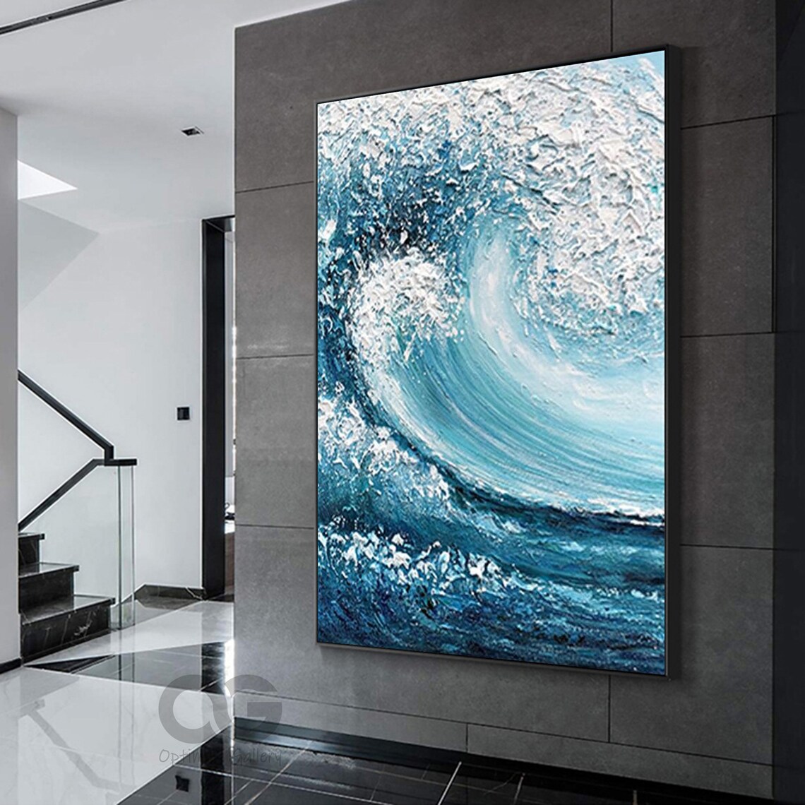 Texture Blue Wave Abstract Ocean Surf Art Print - Image 2