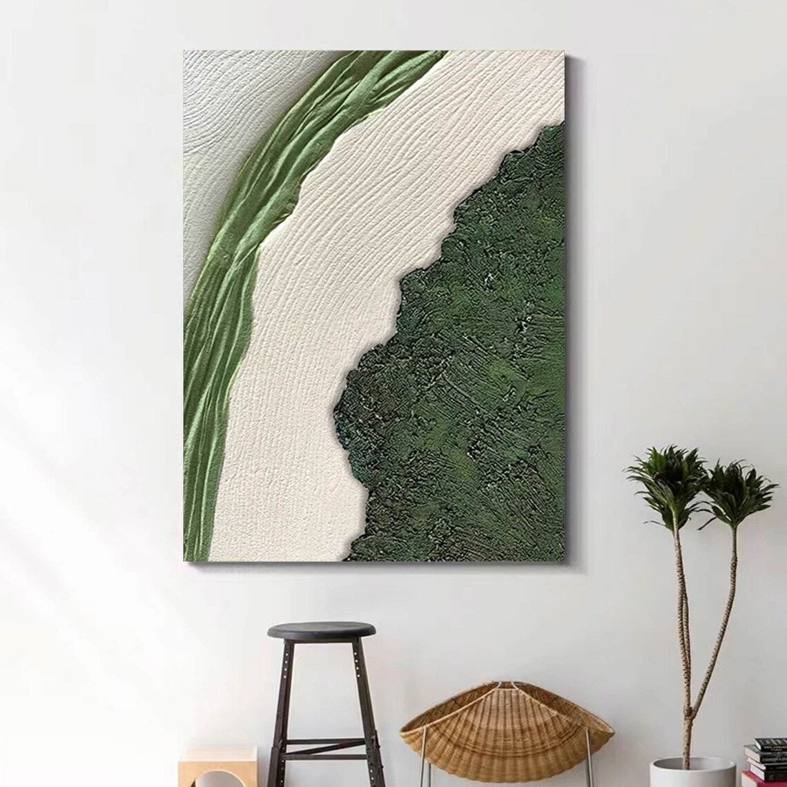 Green Coastal Ocean Landscape Abstract Wall Art Print - Image 4