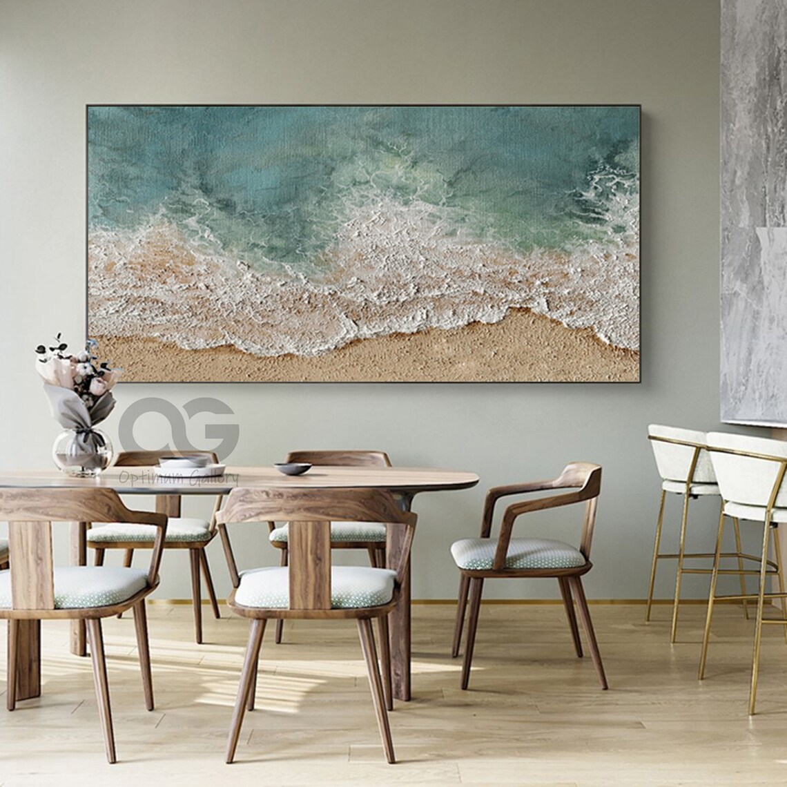 Abstract Coastal Ocean Art Print, Textured Green - Image 4