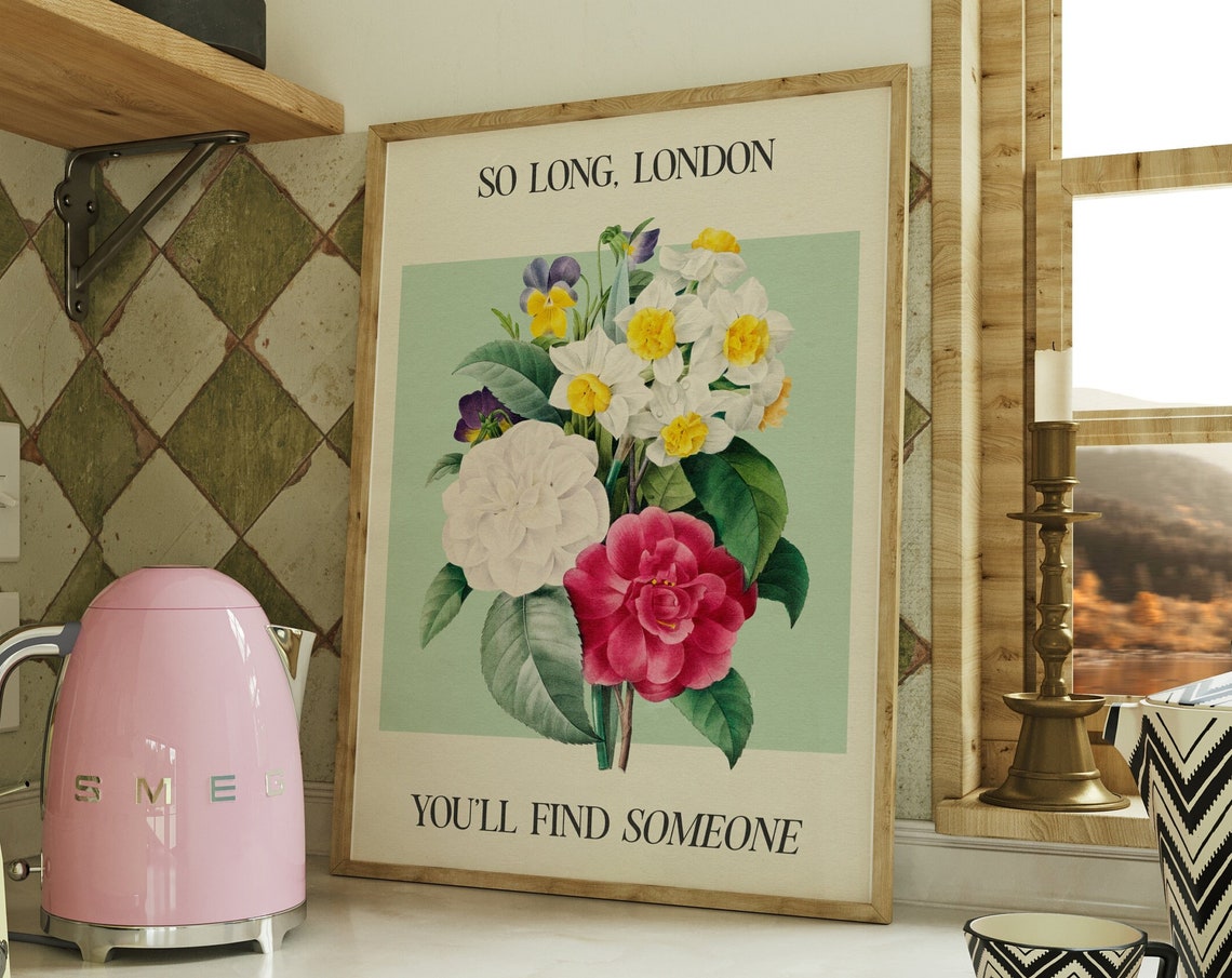 So Long London Print Music Wall Art Ttpd Bedroom Decor Girly Botanical