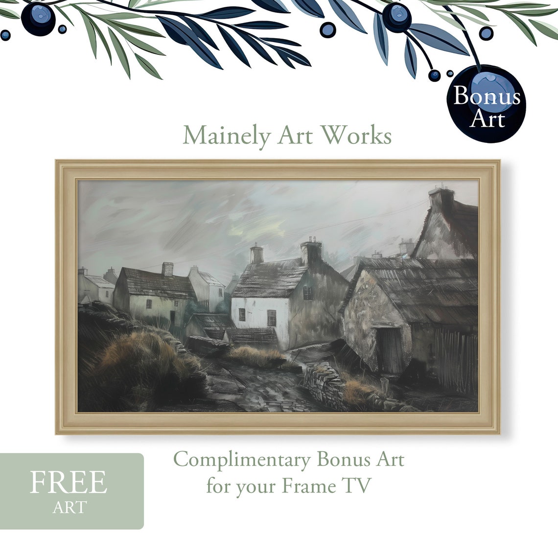 Village Farmhouses Frame Tv Art Antique Style Art For Frame Tv Paintings Of Irish Farmhouses Vintage Frame Tv - Image 2