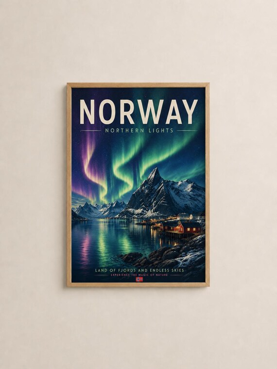 Norway Northern Lights Travel Poster