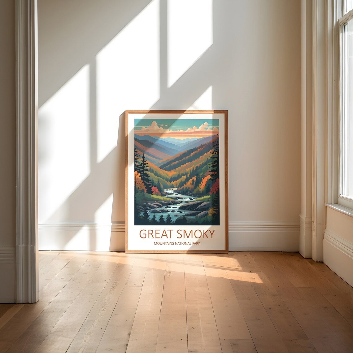 Great Smoky Mountains National Park Autumn Stream Travel Poster - Image 6