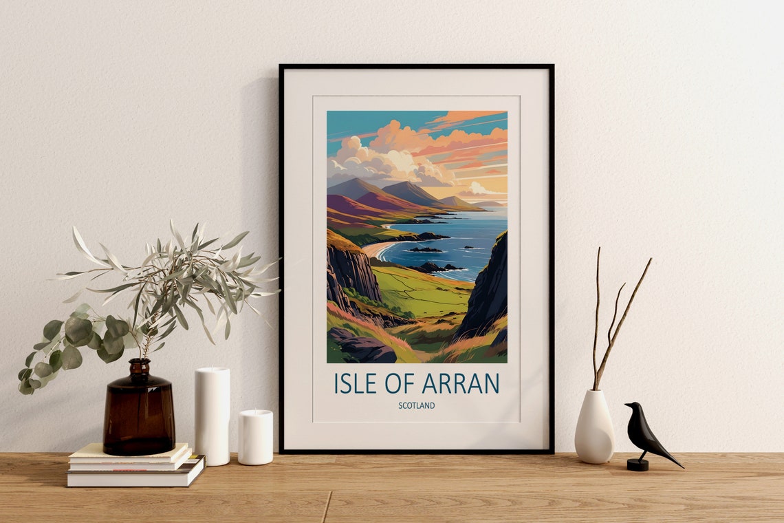 Isle of Arran Scotland Coastal Cliffs Mountain Sunset View Poster - Image 3