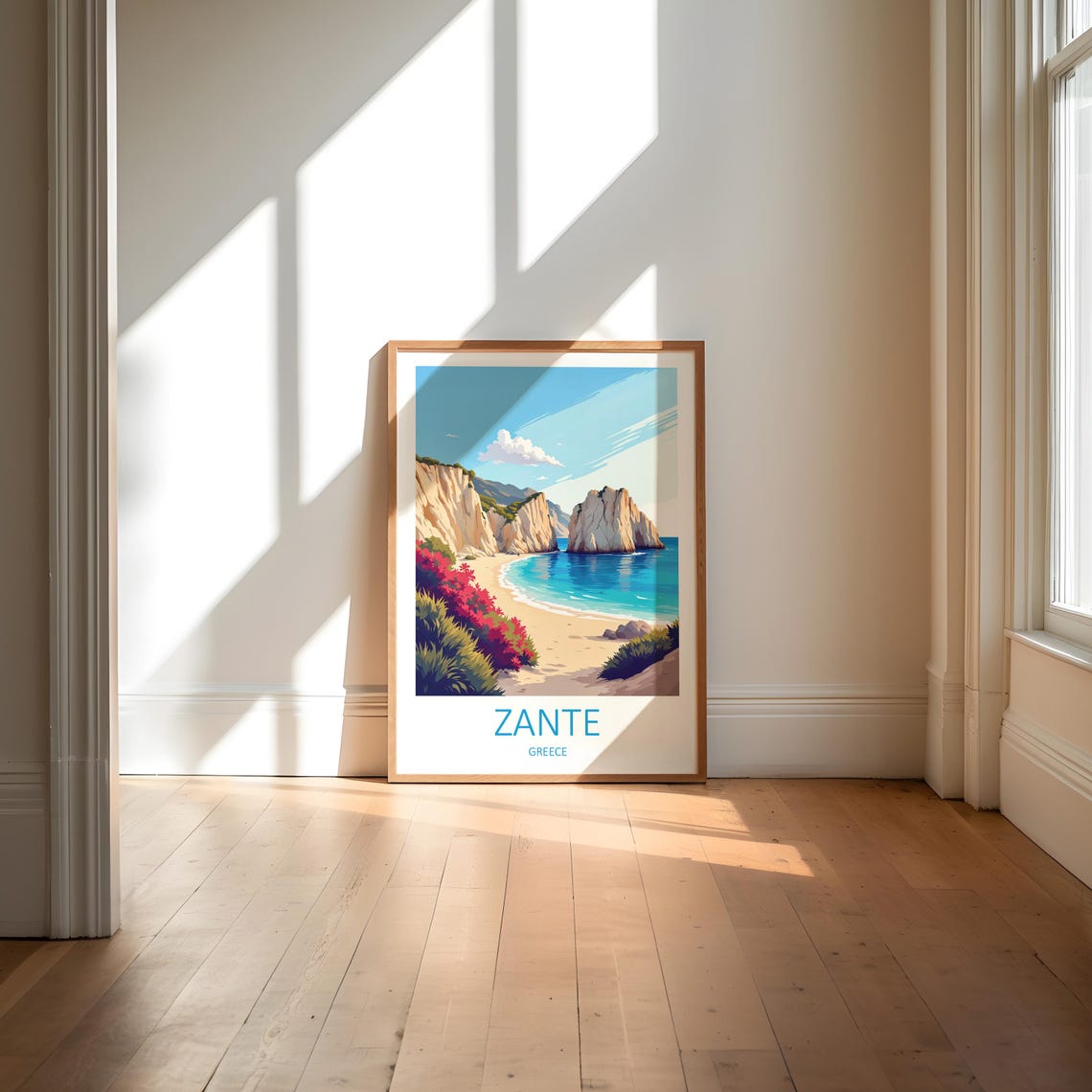 Zante Travel Print Zante Poster Greece Wall Art Holiday Wall Art Travel Memories Gift Beach Prints Zakynthos Greece Travel Poster - Image 5