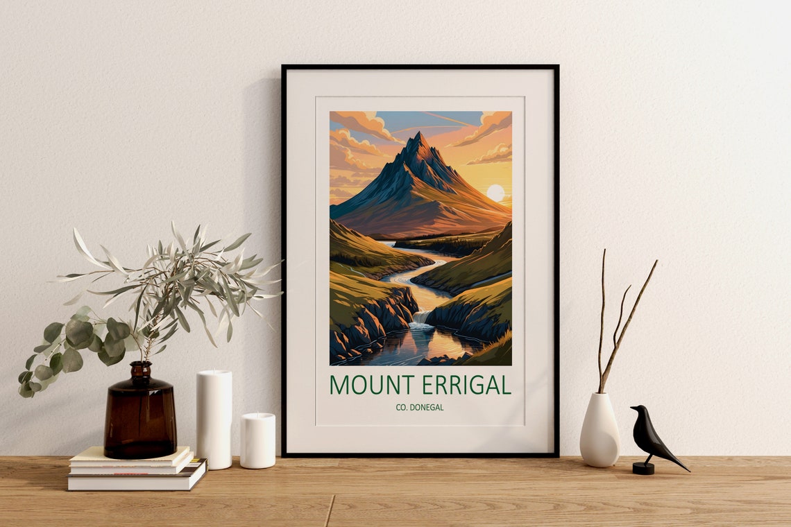 Mount Errigal County Donegal Sunset Peak River Scenic Travel Poster - Image 2