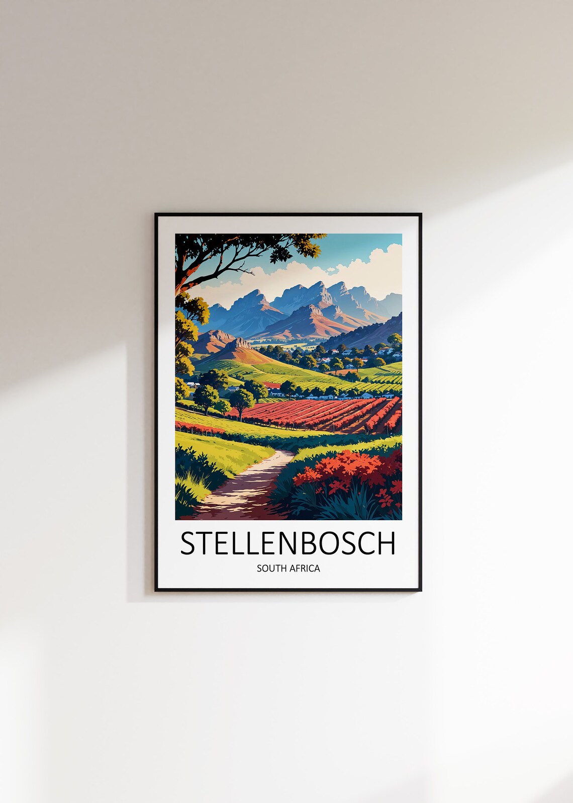 Stellenbosch South Africa Vineyard Valley Wine Country Travel Poster - Image 2