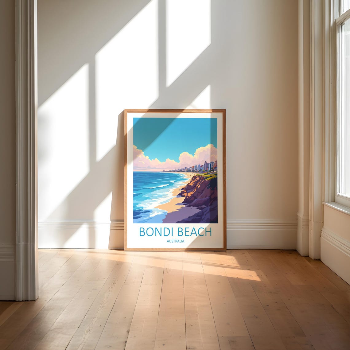 Bondi Beach Australia Surf Beach Cliffs and City Skyline Poster - Image 6
