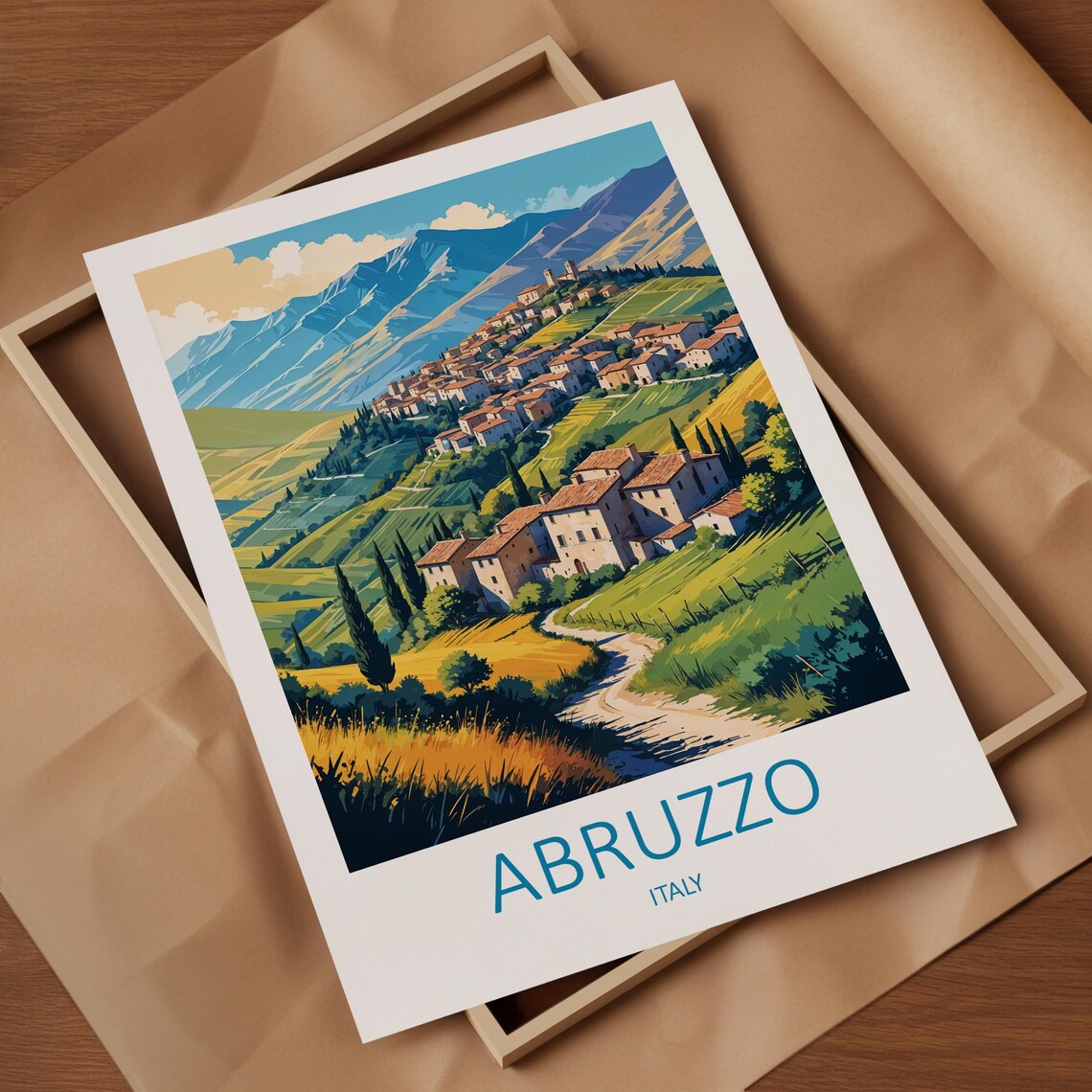 Abruzzo Italy Mountain Village Country Path Vintage Travel Poster - Image 4