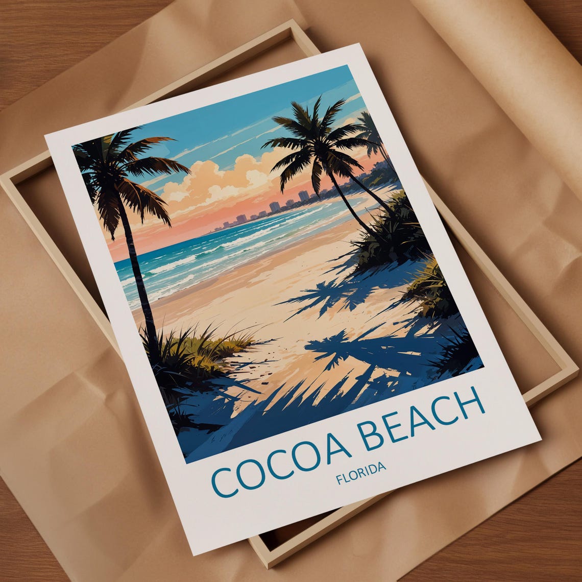 Cocoa Beach Florida Palm Tree Beach Sunset Surf Paradise Poster - Image 4