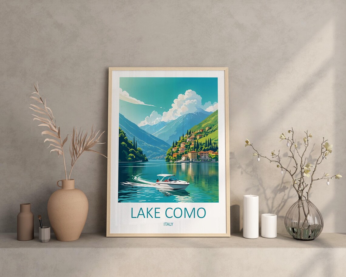Lake Como Print Lake Como Art Lake Como Poster Italy Wall Art Italy Travel Print Lake Como Italy Italian Prints Italy Poster Print - Image 3