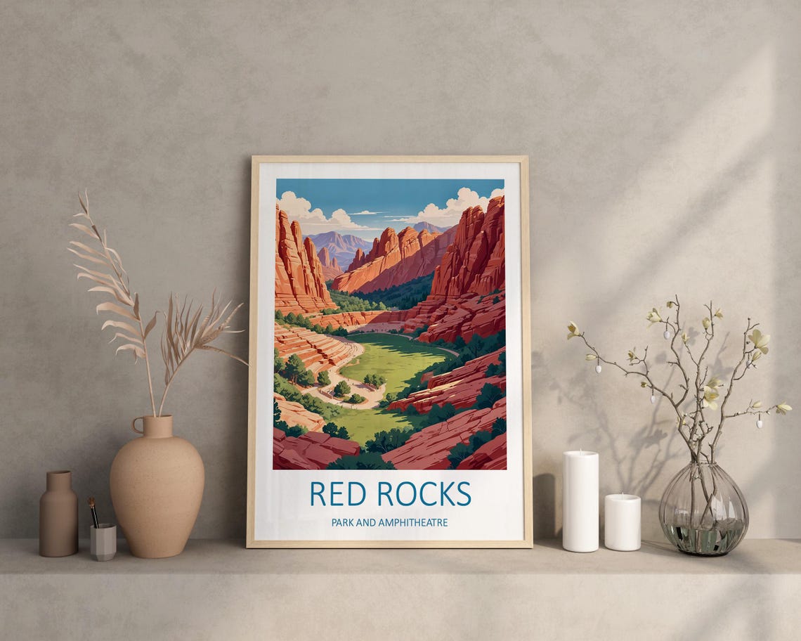 Red Rocks Print Red Rocks Colorado Red Rocks Park And Amphitheatre Travel Print Colorado Poster Colorado Art Print Travel Memories Gift - Image 2