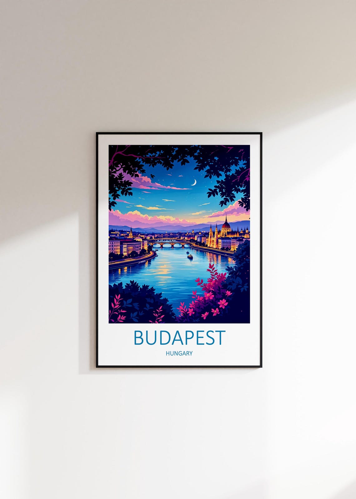 Budapest Hungary Parliament Building Danube River At Night Poster - Image 3