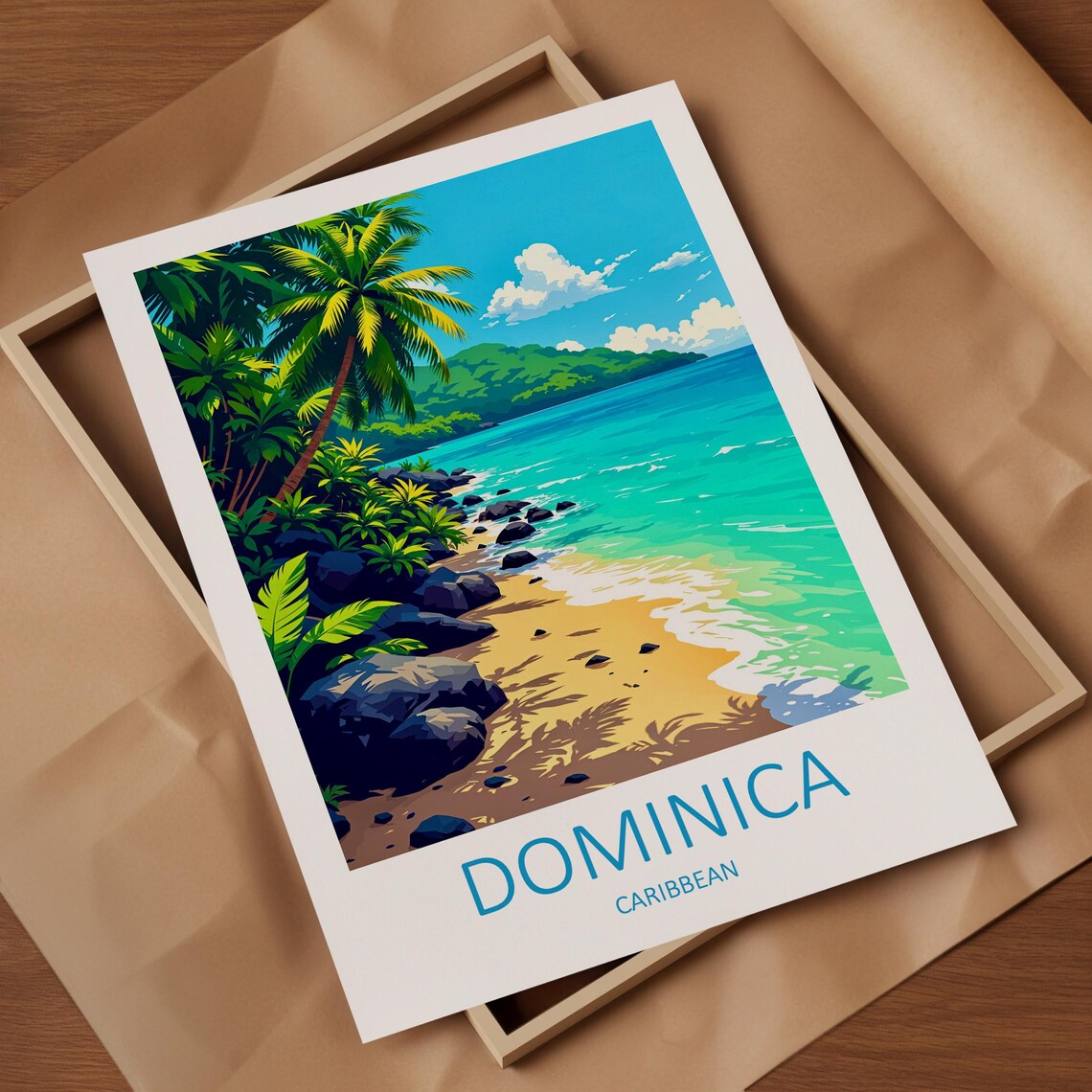 Dominica Caribbean Palm Beach Turquoise Sea Island Travel Poster - Image 4