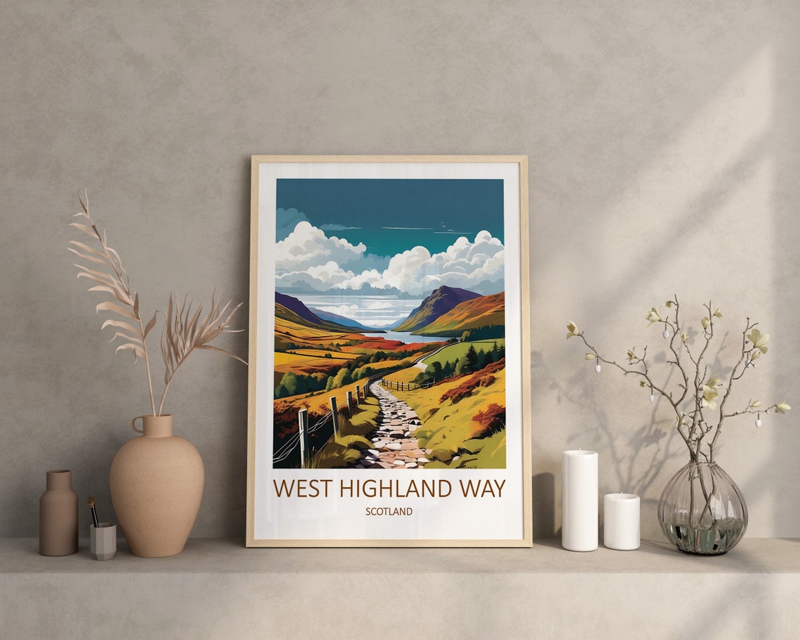 West Highland Way Scotland Rocky Trail Through Autumn Highland Poster - Image 2