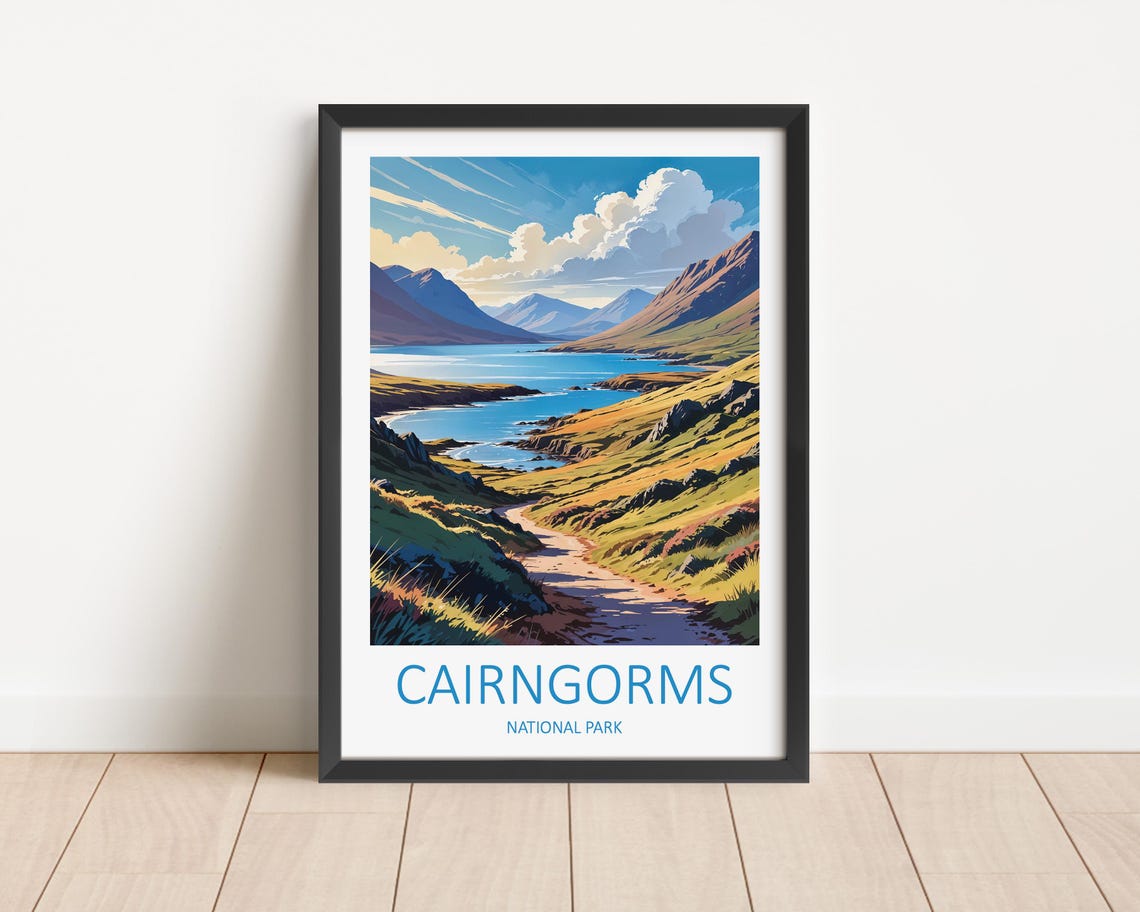 Cairngorms National Park Scotland Mountain Lake Trail View Poster