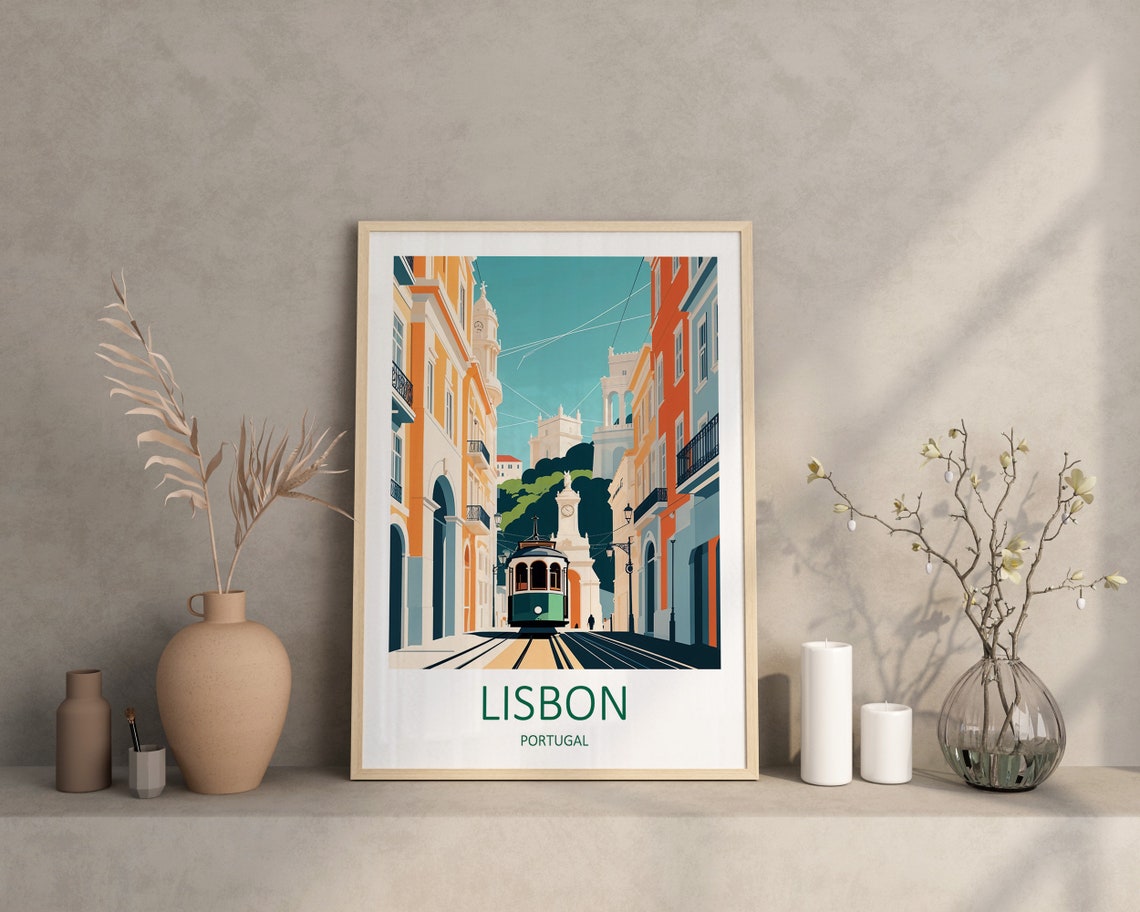 Lisbon Portugal Steep Street With Classic Yellow Tram Poster - Image 4
