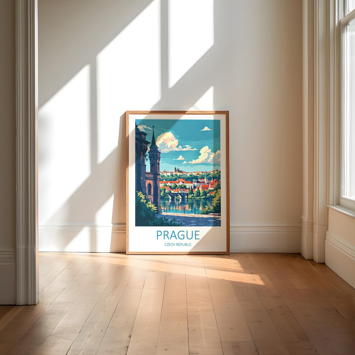 Prague Czech Republic Riverside Bridge View Toward Old Town Poster - Image 6
