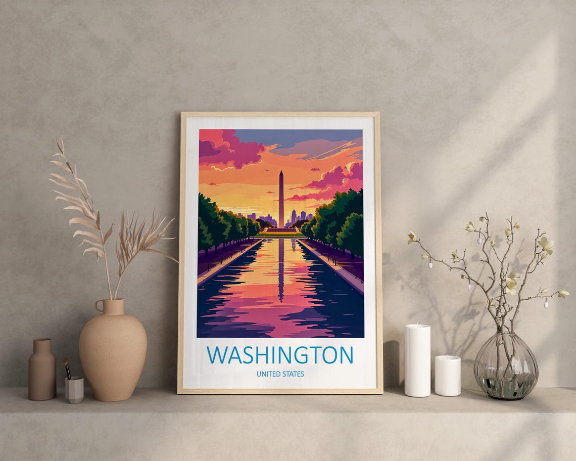 Washington DC Sunset Over the Reflecting Pool Monument Poster - Image 4