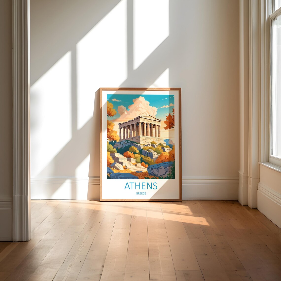Athens Greece Ancient Stone Temple Among Autumn Trees On Hill Poster - Image 6