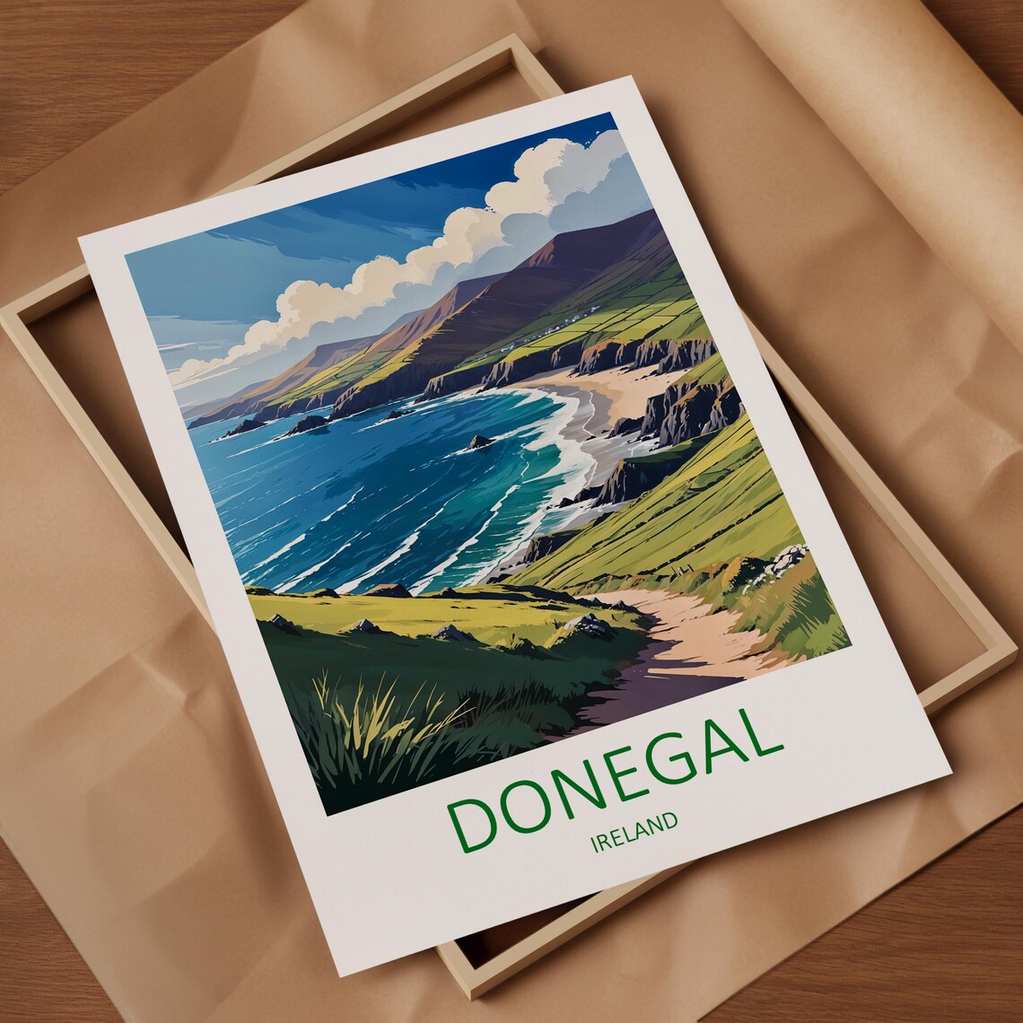 Donegal Ireland Green Coast Cliff Path Beach Vintage Travel Poster - Image 4