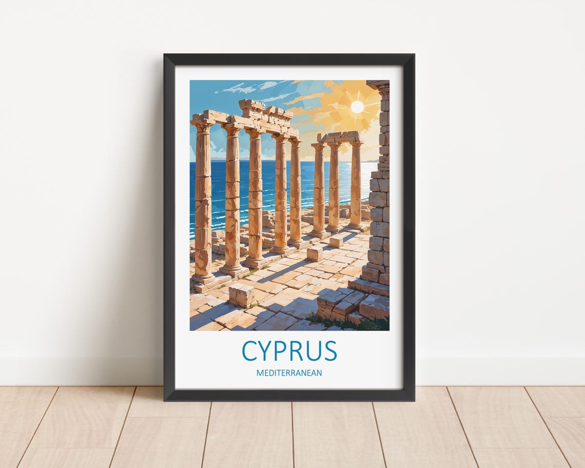 Cyprus Ancient Ruins Sunset Over the Mediterranean Sea Poster
