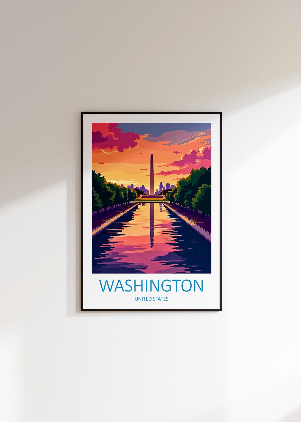 Washington DC Sunset Over the Reflecting Pool Monument Poster - Image 3