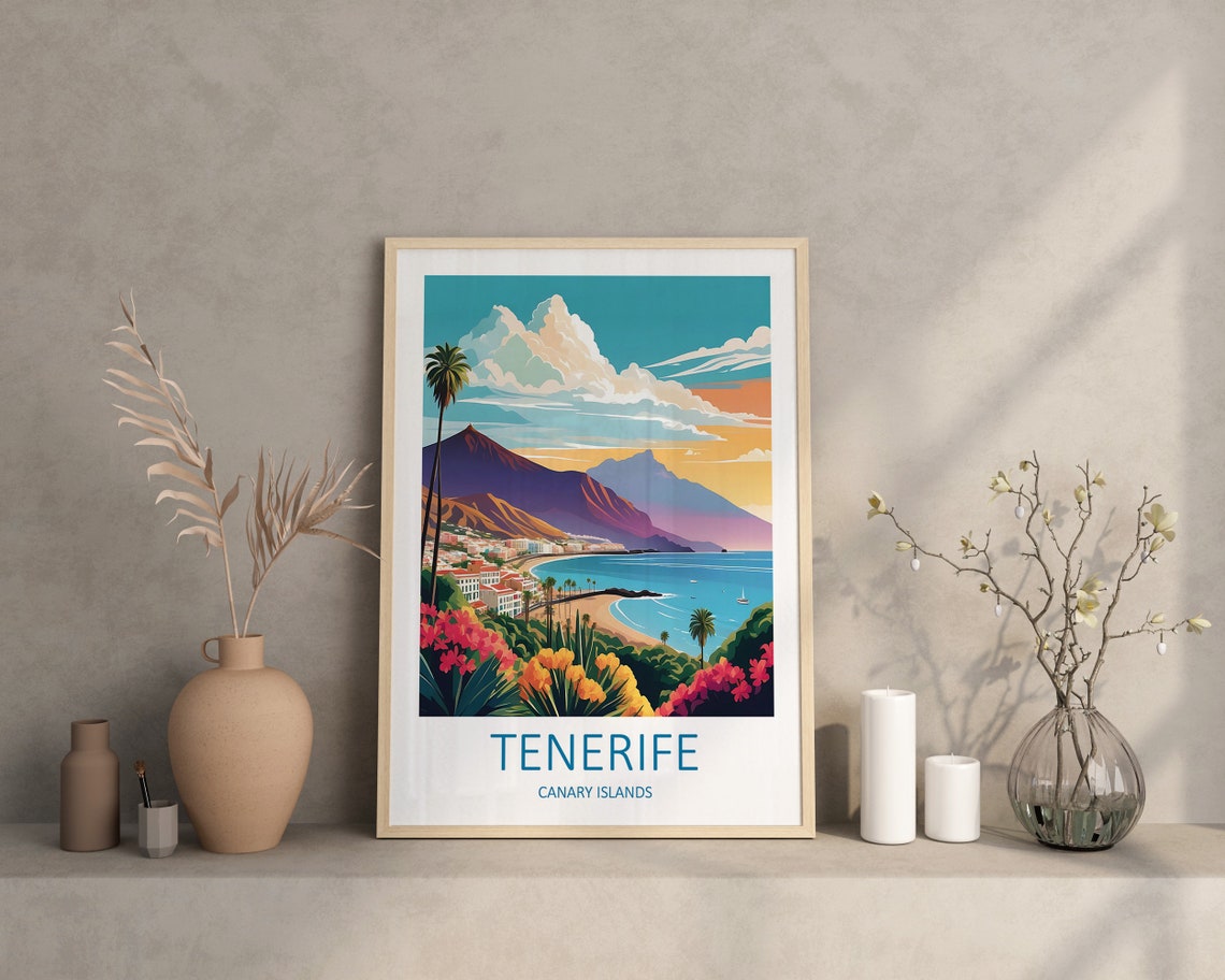 Tenerife Print Tenerife Poster Tenerife Wall Art Tenerife Travel Print Canary Islands Poster Spain Print Travel Gift Tenerife Art - Image 3