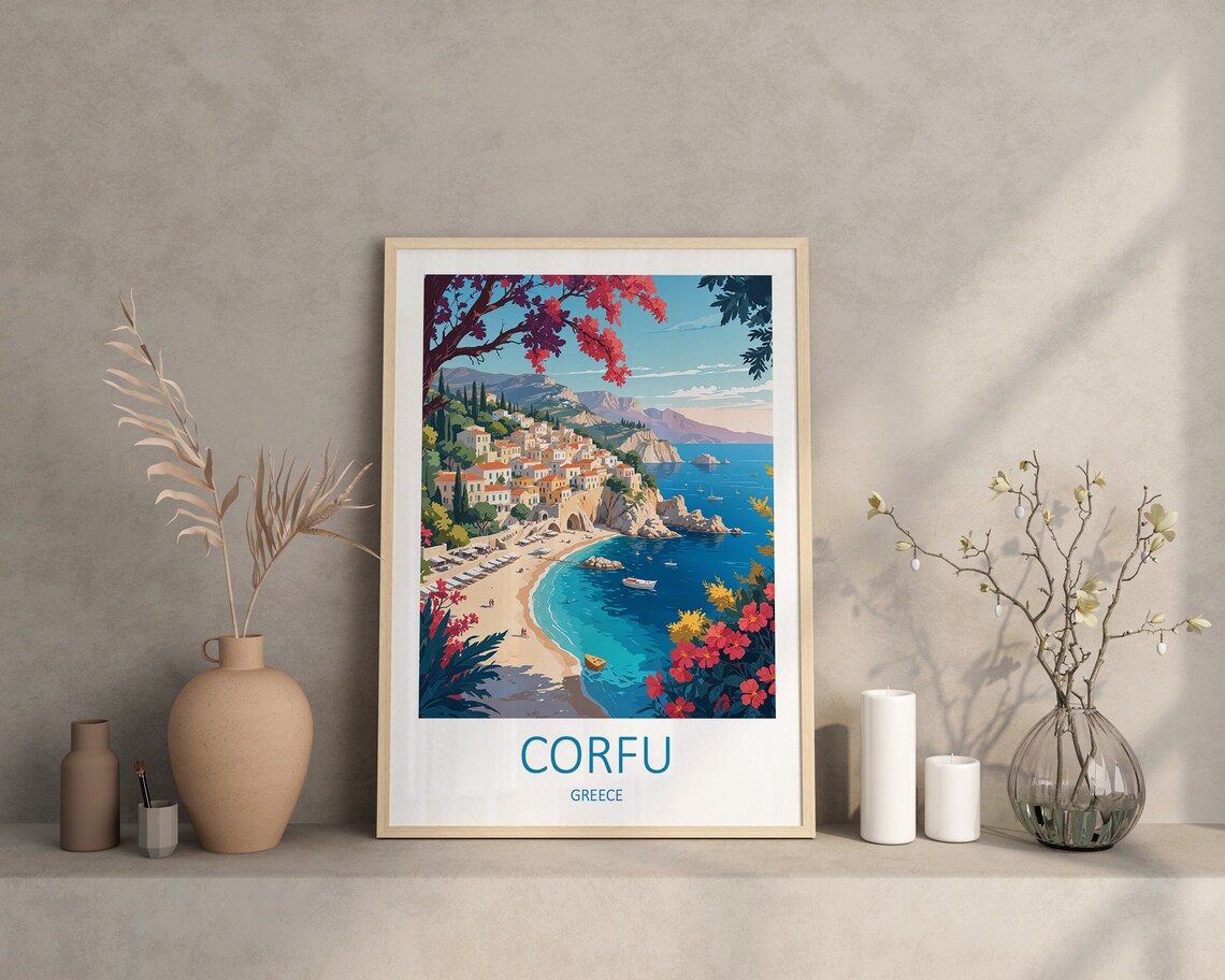 Corfu Print Corfu Poster Corfu Gifts Greece Print Corfu Travel Print Greece Gifts Greek Wall Art Corfu Greece Greek Art Prints - Image 3