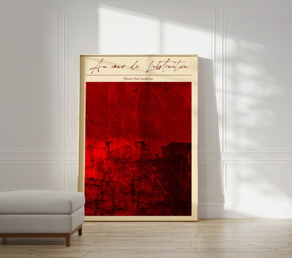 Red Abstract Art Print Modern Wall Decor