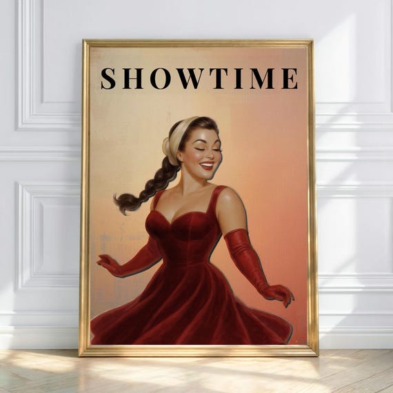 Showtime Vintage Pinup Poster Retro 1950s Burlesque Stage Girl Print