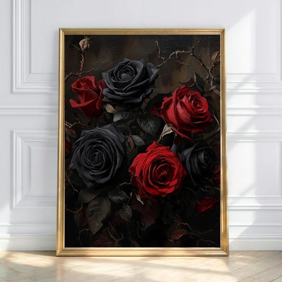Roses Of Ash Gothic Romance Floral Art Dark Botanical Wall Print