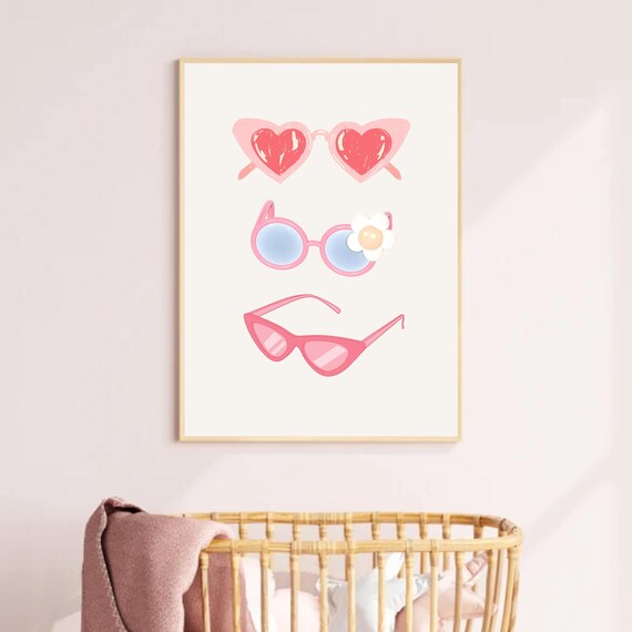 Pink Sunglasses Trio Heart Round Cat-Eye Trendy Girls Room Poster