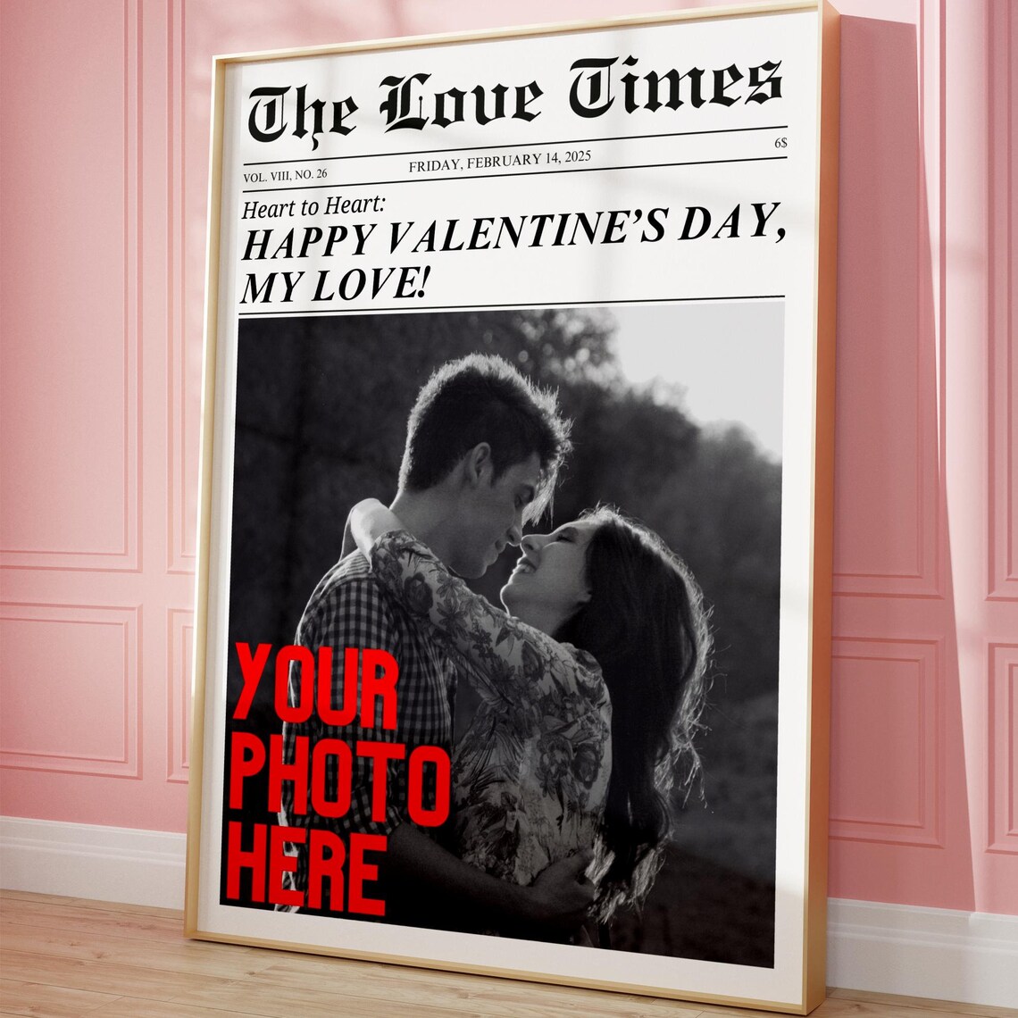 Custom Couple Photo Valentine Newspaper The Love Times Poster