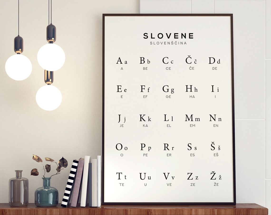 Slovene Alphabet Language Chart Art Print