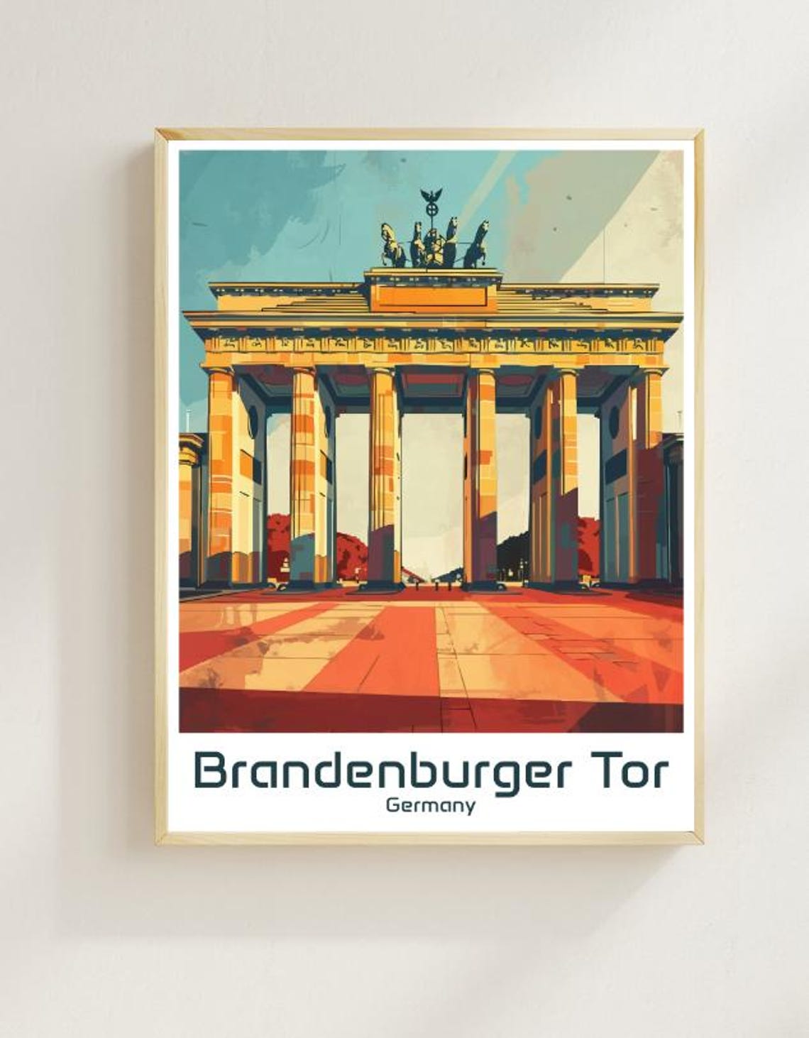 Brandenburg Gate Berlin Germany Vintage Landmark Travel Poster